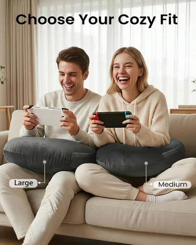 Vista 8 de ENITYA Almohada ergonómica en forma de U para lectura y juegos con soporte para el codo del brazo para adultos y niños, almohada de reposo en cama