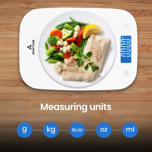 Vista 7 de Báscula digital de acero inoxidable para cocinar y controlar la dieta perfectos, capacidad de 0.04 oz a 4.9 libras, pantalla LCD, tecnología