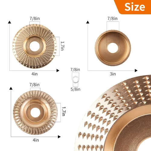 Vista 2 de Pomsare Disco de Tallado de Madera Disco de Formado de Madera Formador de Madera para Amoladora Angular de 4 1/2 Pulgadas con Árbol de 7/8 y 5/8