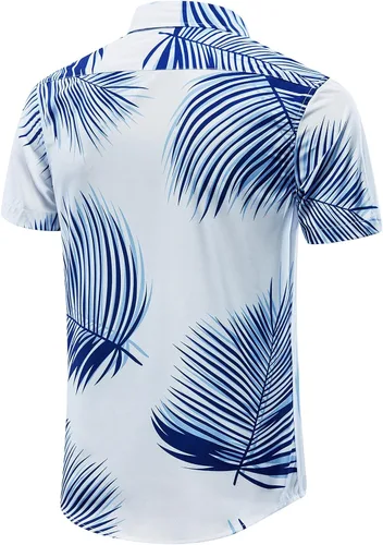 Vista 3 de EUOW - Camisa hawaiana de manga corta para hombre, con botones, de verano, para playa