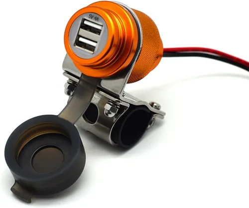 Vista 11 de Cliff Top Cargador USB para motocicleta, impermeable, doble puerto USB 4A, 20 W, aluminio, con interruptor de alimentación magnético, resistente