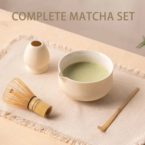 Vista 2 de Ochcahser Juego de matcha, juego de batidor Matcha incluye cuenco Matcha de 17 onzas Matcha Whisk Holder (Chasen), Bamboo Matcha Whisk and Scoop