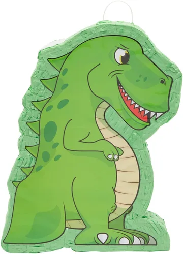 Vista 6 de Blue Panda - Piñata de pequeño T-Rex de 12 x 15.5 x 3 pulgadas; artículos para fiesta de cumpleaños con temática de dinosaurios.