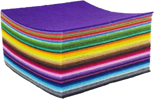 Vista 6 de flic-flac 44 hojas de tela de fieltro de colores surtidos de 6 x 6 pulgadas (5.9 x 5.9 in), diseño de retazos, costura de bricolaje, manualidades