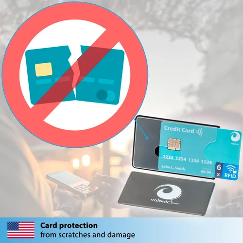 Vista 9 de valonic Juego de 6 fundas de bloqueo RFID - frontal transparente, funda protectora de tarjeta de crédito para billetera - Bloque de protección