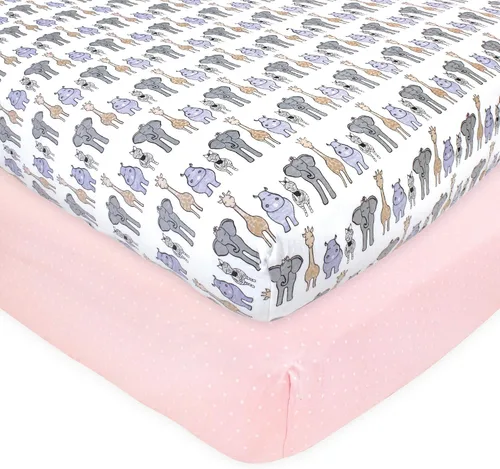 Vista 15 de Hudson Baby Sábana bajera ajustable unisex de algodón para cuna, avión, talla única