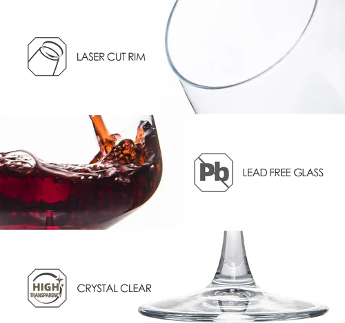 Vista 3 de YANGNAY Juego de copas de vino de 14 piezas (8 x 12 onzas blancas, 6 x 20 onzas rojas) – Vidrio transparente, apto para lavavajillas, perfecto