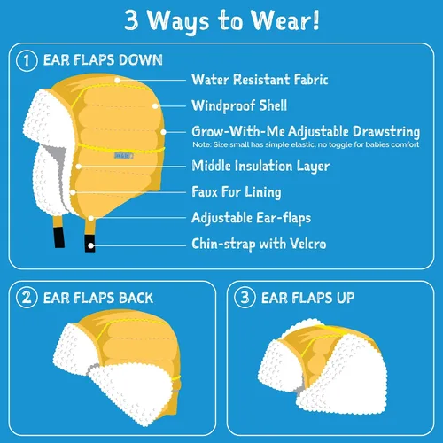 Vista 4 de JAN & JUL Gorro de invierno impermeable para bebés y niños