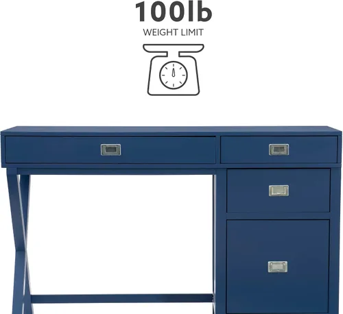 Vista 19 de Linon Sadie - Escritorio de almacenamiento lateral clásico moderno azul marino