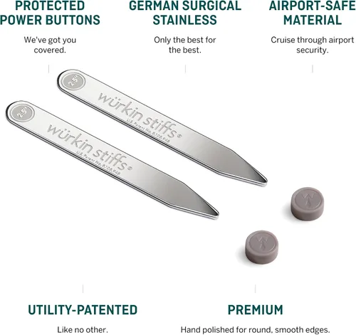 Vista 2 de Magnetic Collar Stays by Würkin Stiffs As Seen on Shark Tank Includes 1 Pair of Power Stays with Storage Case