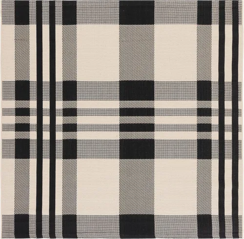 Vista 42 de SAFAVIEH Alfombra Lavable para Exteriores Colección Courtyard - 2'3" x 4', Beige y Azul, Patrón a Cuadros, No Desprende Pelusa y Fácil Limpieza