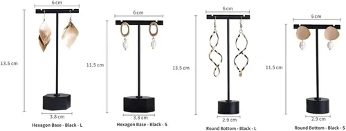 Vista 2 de GISELA D 4 soportes de exhibición de metal negro para arete en T para exhibición, tiendas en línea de joyas, accesorios de exhibición de fotografía