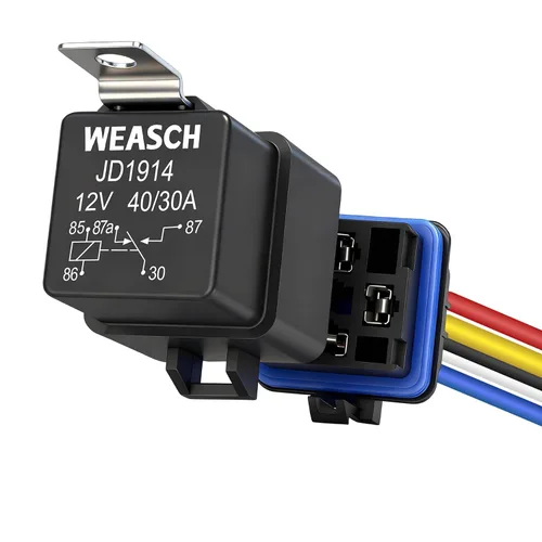 Vista 9 de Kit de Relé Impermeable, 12V 40A, 4 Pines SPST, Cables de Cobre Estañado de Servicio Pesado 14 AWG, Conjunto de Relé Automotriz y Arnés