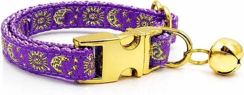 Vista 14 de waaag Pet, Moons Stars Suns - Collar para perro y gato, múltiples diseños Crescent Celestial, collar de correa para perro y gato, tamaño XXS