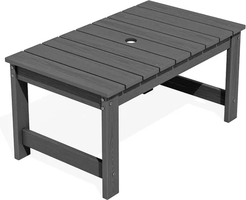Vista 15 de SERWALL Mesa de centro para exteriores con agujero para sombrilla de 1.69 pulgadas, mesa de centro de polietileno de alta densidad para patio, Verde