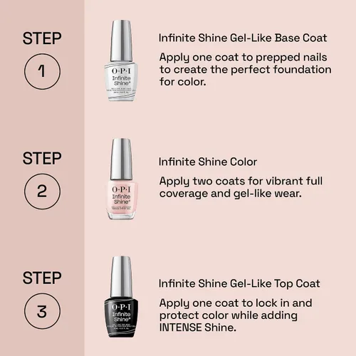 Vista 5 de OPI Infinite Shine - Base y capa superior similar al gel de larga duración, hasta 11 días de uso y brillo similar al gel, transparente, 0.5 onzas