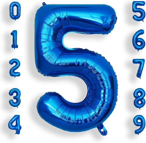 Vista 13 de AULE Globos grandes de 40 pulgadas con números 0 azules, globos grandes de números de aluminio, decoraciones de fiesta de cumpleaños de helio
