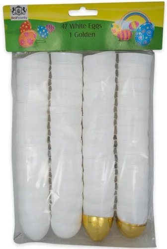 Vista 7 de Juego de 48 huevos de Pascua rellenables con huevo de premio dorado con bisagras de plástico