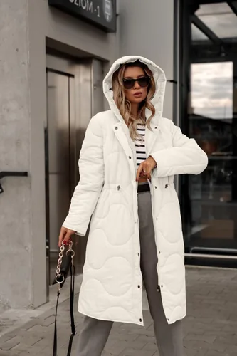 Vista 4 de Saodimallsu Abrigos acolchados acolchados de invierno para mujer, chaquetas largas con capucha ligeras