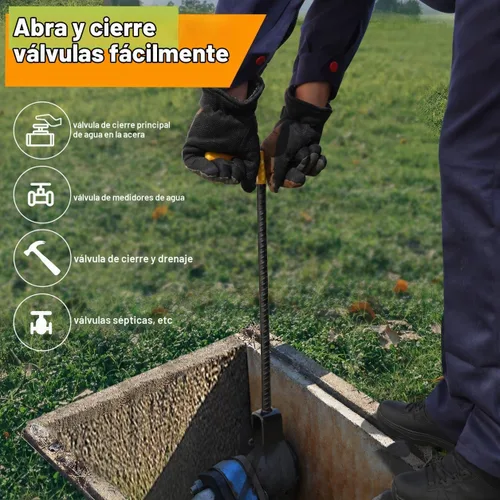 Vista 7 de Winisok - Llave de medidor de agua de 17 pulgadas con llave de utilidades multifuncional de 4 vías, llave de apagado de agua con refuerzo