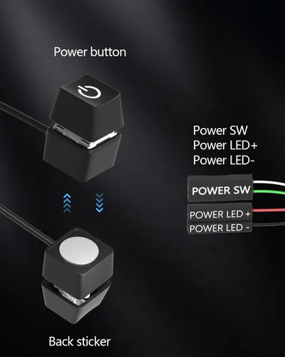 Vista 5 de Oddtone Botón de encendido para PC, interruptor de alimentación LED externo de escritorio encendido/apagado, 65 pulgadas, botón de inicio de PC