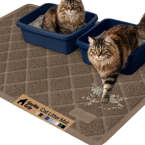 Vista 10 de GORILLA GRIP Tapete para caja de arena para gatos, resistente al agua, respaldo texturizado, fácil de limpiar, menos residuos y suelos limpios, 17 x