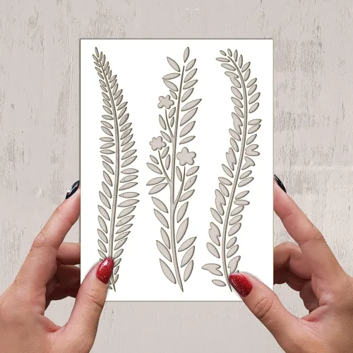 Vista 2 de Plantilla decorativa FLONZ de hojas de helecho (6 x 8 pulgadas), plantilla decorativa para pintura de pared, álbumes de recortes y decoración