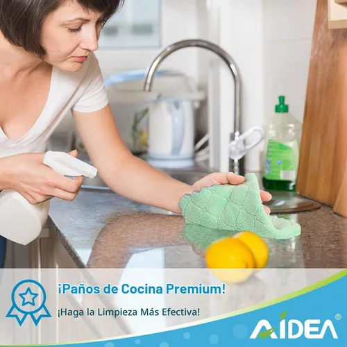 Vista 6 de AIDEA - Paños de cocina reutilizables, paquete de 24 paños de cocina de forro polar coral de 6 x 10.4 pulgadas Absorbent Microfiber Cleaning