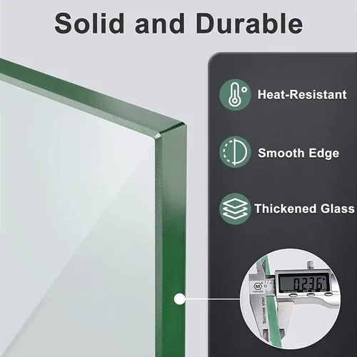 Vista 3 de GASPRO Protector de viento de vidrio para hoguera de 15 x 15 x 6 pulgadas, protector de vidrio templado, grueso y resistente, con soporte de esquina