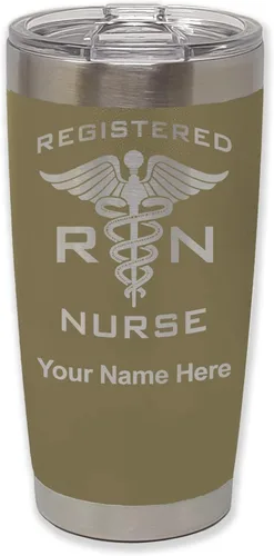 Vista 58 de LaserGram Vaso aislado al vacío de 20 onzas, enfermera registrada RN, grabado personalizado incluido (negro)