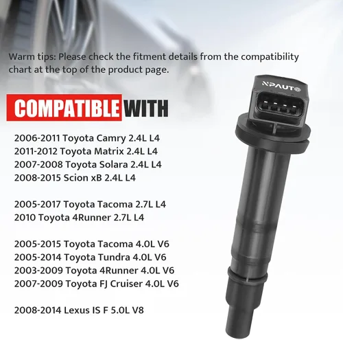Vista 3 de Paquete de bobina de encendido de repuesto para Toyota Tacoma Camry Tundra 4Runner 4 Runner, Scion xB, Lexus IS F V6 4.0 2.7 2.4, 2005 2006 2007