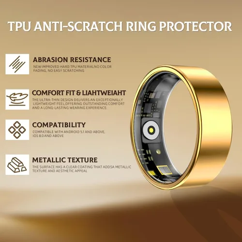 Vista 3 de Anillo inteligente para mujeres y hombres, rastreador de fitness y salud con monitor de frecuencia cardíaca, oxígeno en sangre, rastreador de sueño