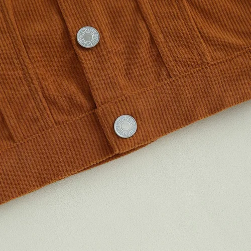 Vista 8 de Chaquetas con capucha para bebé niño con bloques de color, manga larga, con botones, camisas de pana casual, ropa de otoño