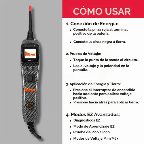 Vista 5 de Power Probe PP3EZCARBAS Probador de Circuito con Modo de Aprendizaje y Diagnóstico para Fácil Prueba Eléctrica Automotriz y de Componentes