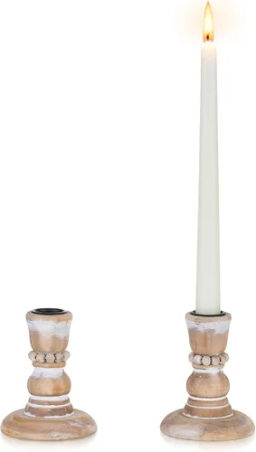 Vista 10 de Portavelas cónicos de madera: Portavelas rústicos negros de madera estilo granja para decoración otoñal de Halloween, sala de estar, mesa