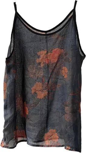 Vista 9 de LZJN Camiseta sin mangas para mujer, transpirable, con estampado floral