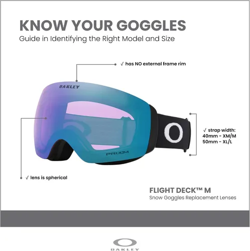 Vista 4 de Oakley Flight Deck Medium Ski Goggles REPLACEMENT LENSES OO7064 For Men For Women+ Bundle Microfiber Pouch