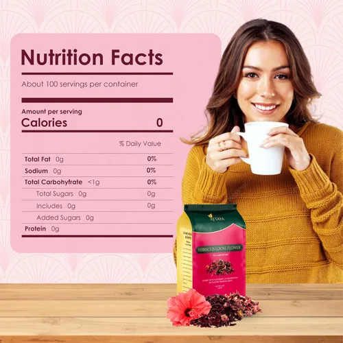 Vista 2 de Attaya Flores sueltas de hibisco natural, cortadas y tamizadas, 100% puras, secas, sin cafeína, ricas en antioxidantes para bienestar y relajación.