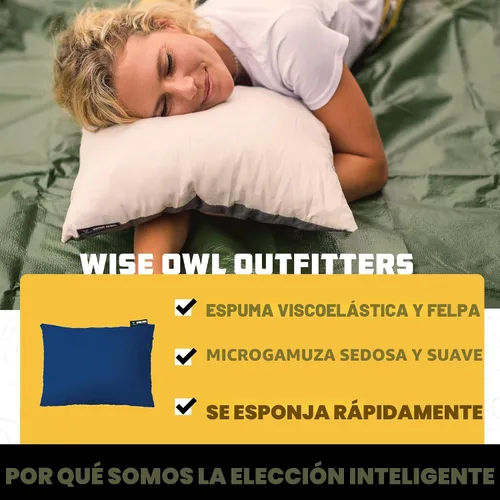 Vista 4 de Wise Owl Outfitters - Almohada de camping - Almohada de viaje de espuma viscoelástica para dormir en avión, senderismo, mochilero y uso al aire Negro