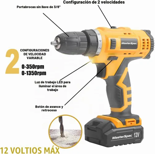 Vista 2 de Taladro inalámbrico de 12 V y kit de herramientas manuales