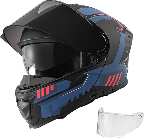 Vista 10 de VEVOR Casco de motocicleta aprobado por DOT, casco de motocross para adultos con visera transparente grande, cómodo para carreras de motocicleta