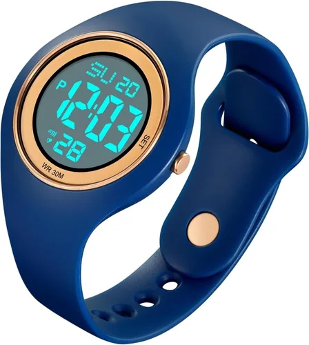 Vista 5 de Reloj deportivo digital para hombres y mujeres, reloj de pulsera LED con pantalla de doble hora, impermeable, unisex, diseño negro, para uso diario