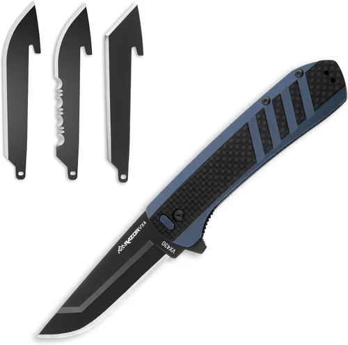 Vista 3 de OUTDOOR EDGE Razor VX4 - Cuchillo de bolsillo plegable EDC de hoja reemplazable Hoja de 3 pulgadas, rodamientos de bolas de cerámica, clip de Negro