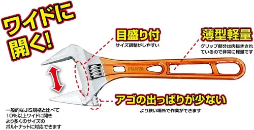 Vista 6 de Fujiya Herramientas, FLA-43G-F, llave ajustable