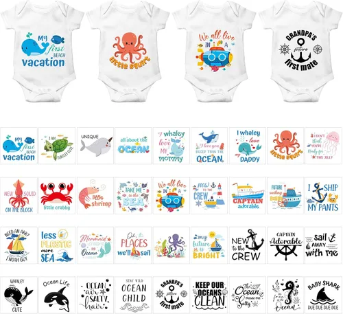 Vista 8 de Teling 36 calcomanías para planchar para baby shower, juegos de calcomanías de transferencia para planchar, parches de calcomanías de transferencia