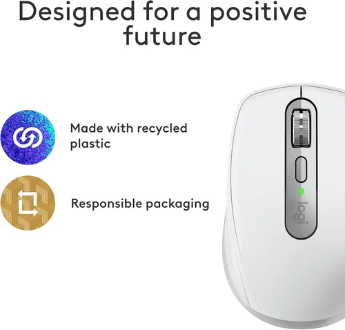 Vista 11 de Logitech MX Anywhere 3S para Mac, mouse Bluetooth inalámbrico compacto, seguimiento de 8K DPI en cualquier superficie, clics silenciosos, USB C