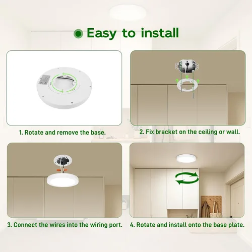 Vista 6 de hykolity 7Inch Selectable CCT LED Flush Mount Ceiling Light,1500LM,2 Pack