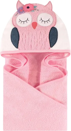 Vista 15 de Little Treasure Toalla unisex de algodón con capucha con cara de animal para bebé, elefante de flor, talla única