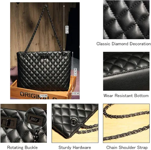 Vista 2 de Bolso de hombro para mujer bolso bolso cuero moda actualización con correa de cadena