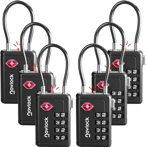 Vista 12 de Cerradura de equipaje aprobada por la TSA Indicador de inspección, combinación de 4 dígitos, aleación de zinc duradera para maletas, mochilas